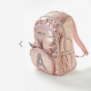 Justice Girls Rose Gold Unicorn Backpack Initial S